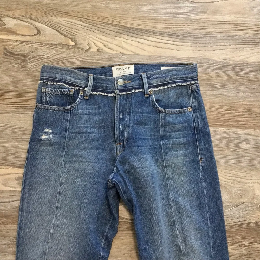 Frame Denim Le Original Button Fly Wetherly Mix High Waist Raw Edge Step Hem 28